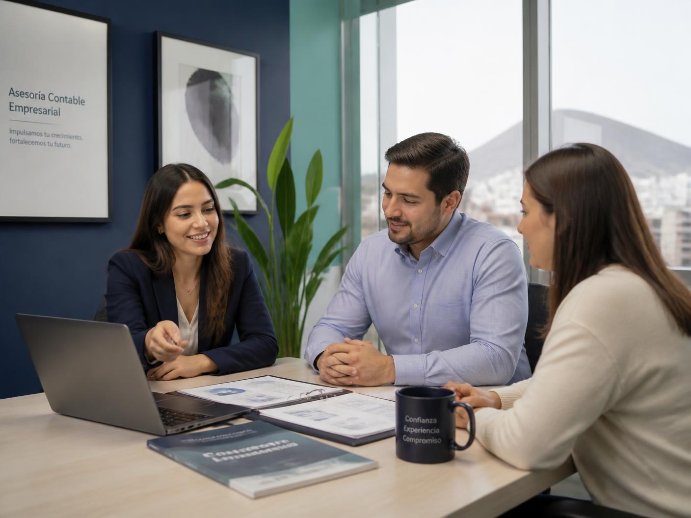 Equipo de SERCONT en sesión de trabajo con un cliente